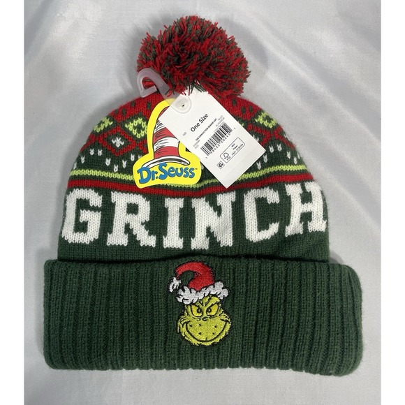 Bioworld Accessories - Grinch Beanie Pom Pom Hat Bioworld The Grinch Dr Seuss Christmas Holiday NEW NWT